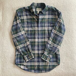 Eddie Bauer Men's Casual Plaid Shirt - Green and Blue